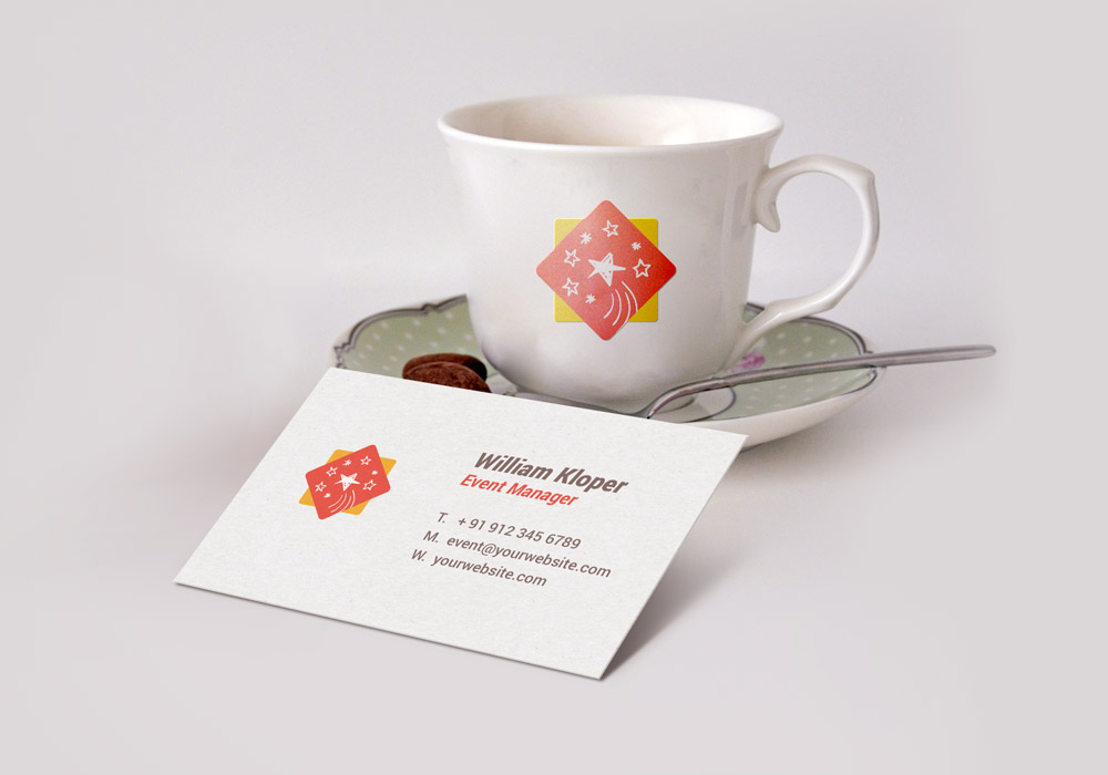 Business Card And Coffee Cup Scene Mockup PSD