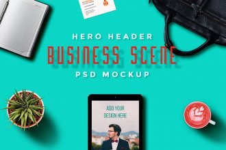 Hero Header Scene Mockup PSD