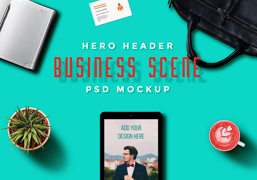 Hero Header Scene Mockup PSD Templates