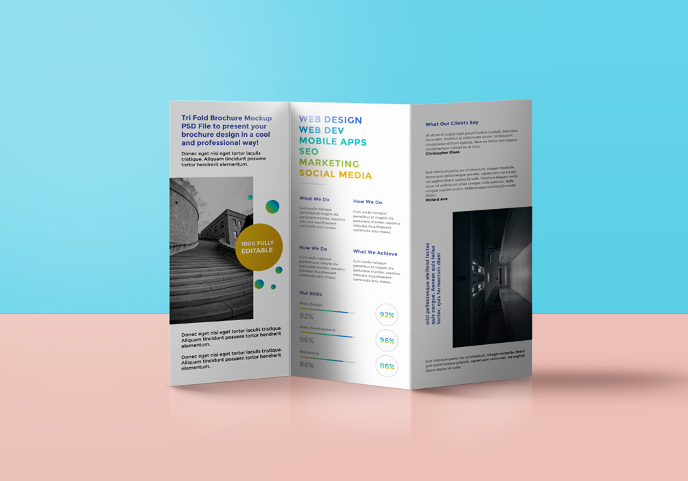 Tri-Fold Brochure Mockup PSD