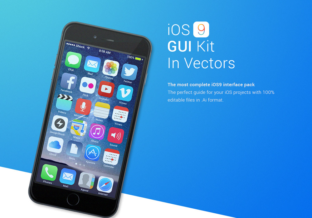 iOS 9 GUI Vector kit