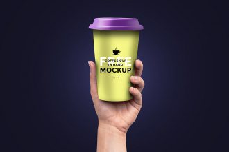 Coffee Cup in Hand PSD Mockup