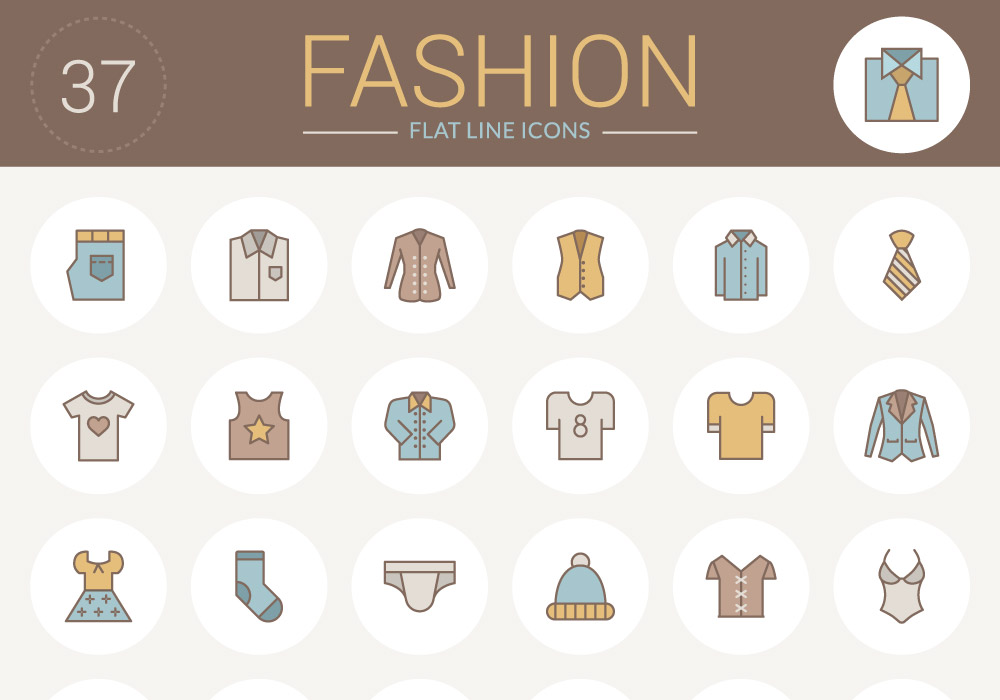 Free Flat Line Fashion Icons Pack