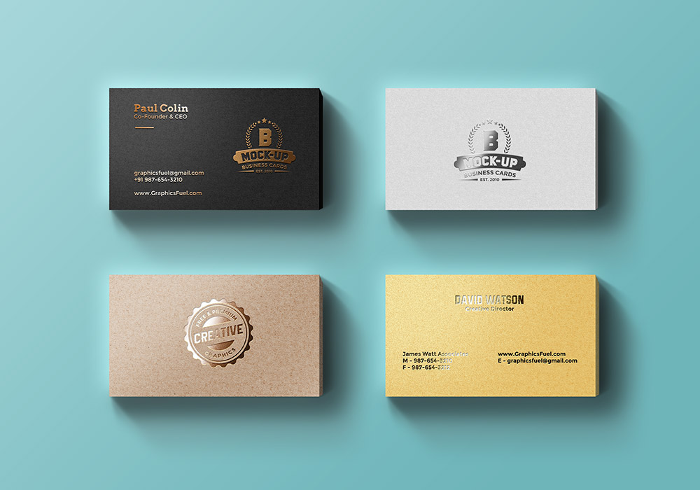 Foil Business Cards Mockup PSD