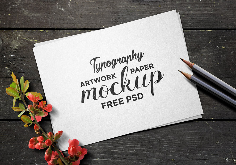 Typography Artwork Paper Mockup PSD