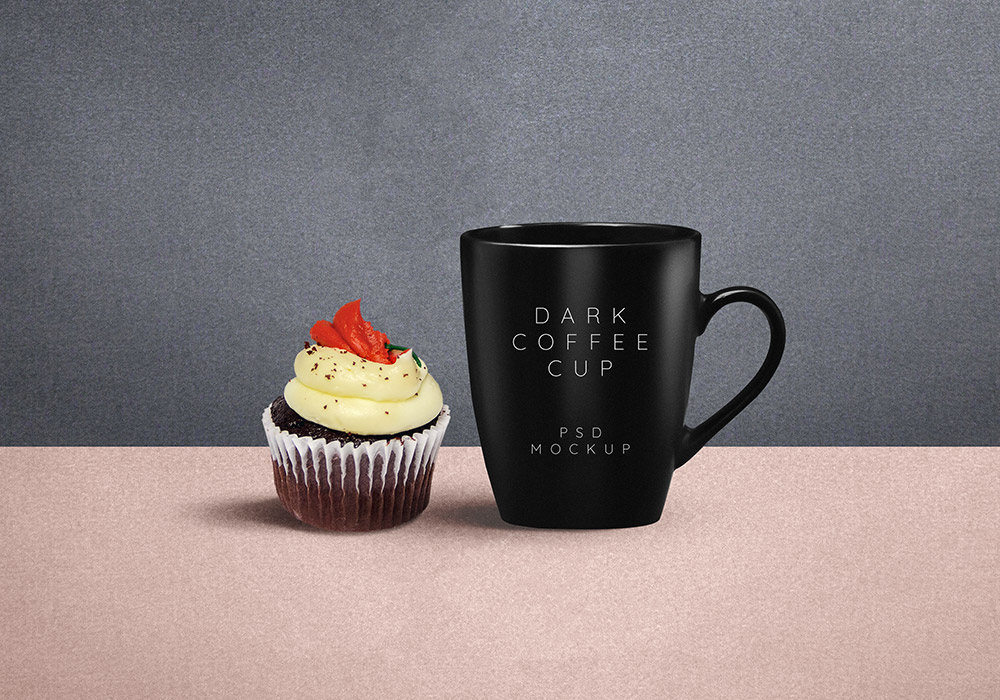 Dark Coffee Mug PSD Mockup