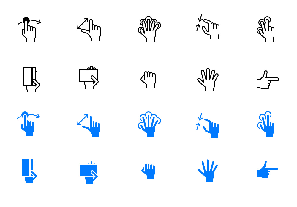 Free Hand Gestures iOS Tab Bar Icons