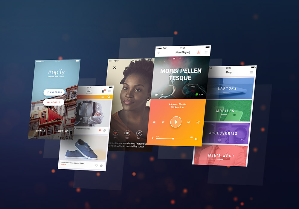 Mobile App Screens Mockup PSD