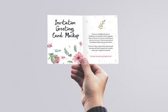 Free Invitation Card in Hand Mockup Design