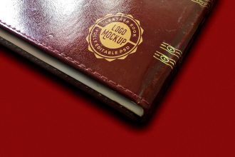 Leather Book Logo Mockup PSD