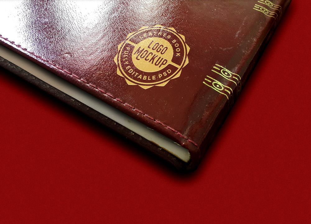 Vintage Leather Book Logo Mockup