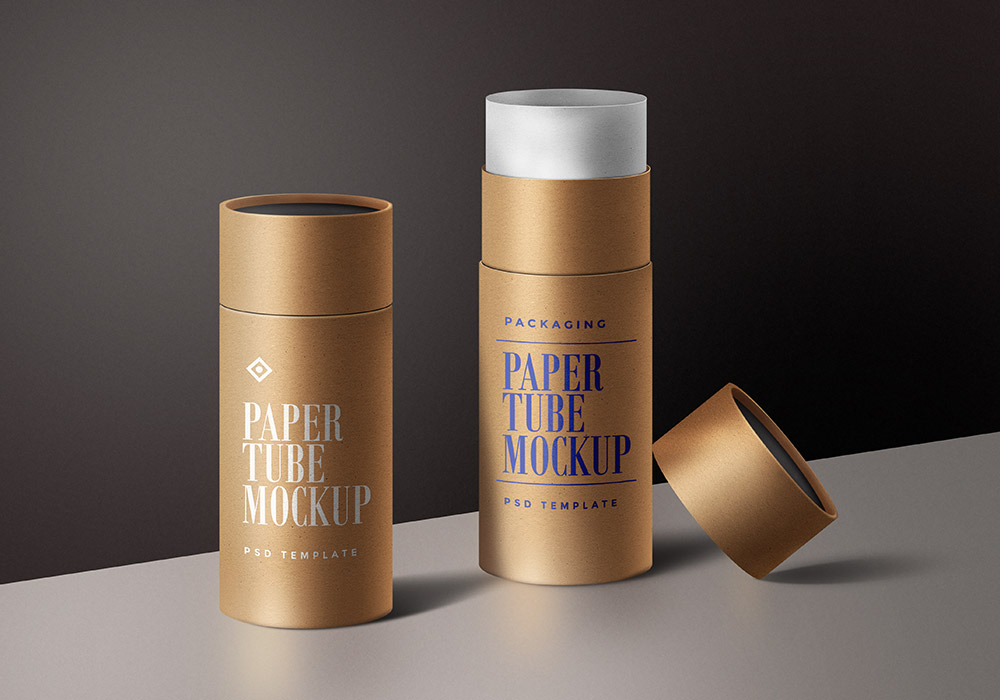 Paper Tube Packaging Mockup Template