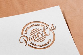 Paper Cutout Logo Mockup PSD