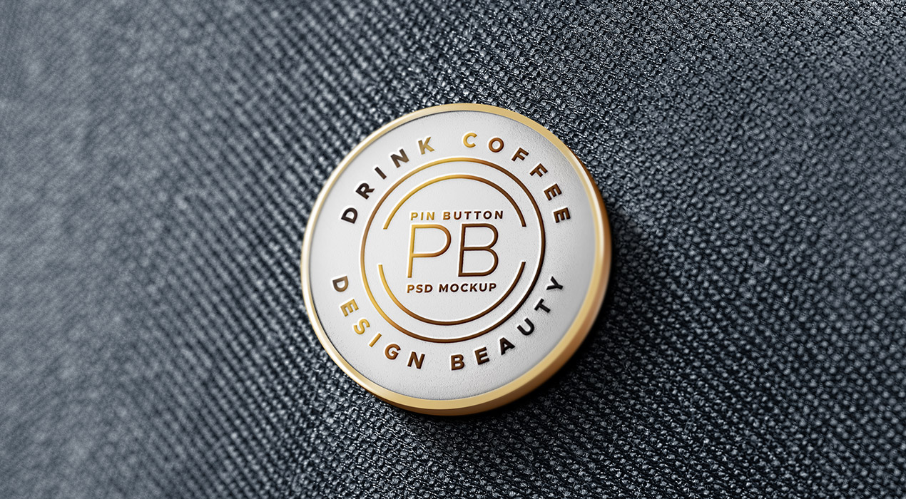 Metal Pin Badge PSD Mockup