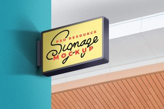 Store Wall Signage Mockup PSD