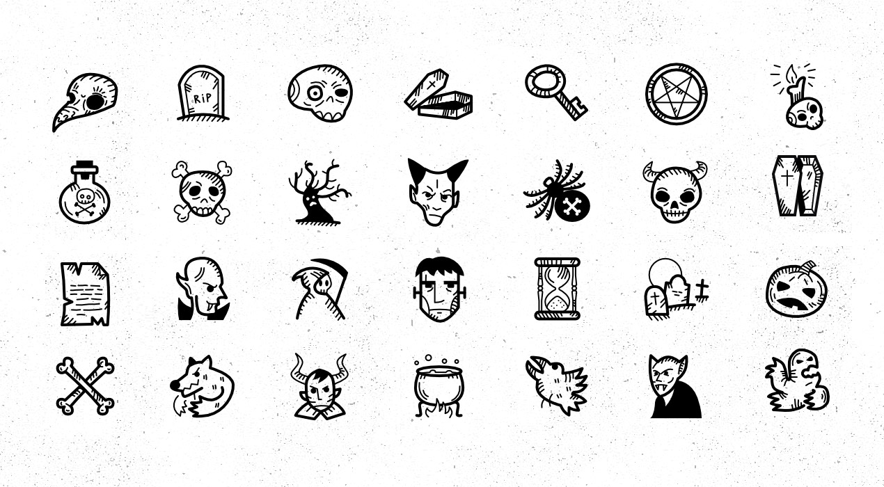 45 Spooky Halloween Handdrawn Icons