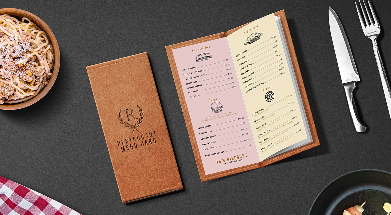 Restaurant Menu Card Mockup