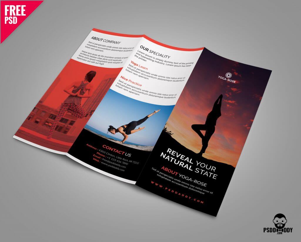 Yoga Tri-fold Brochure Template Free PSD 