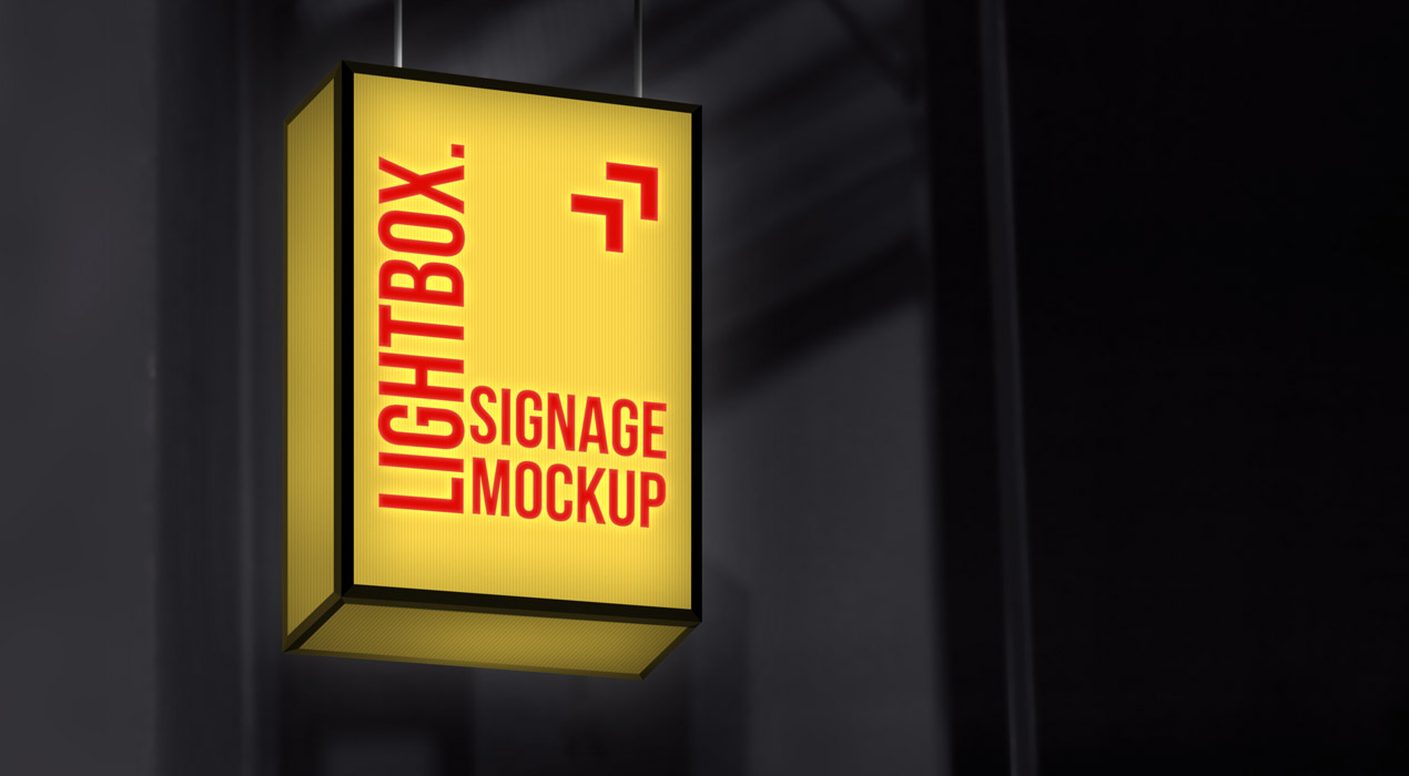 Hanging Lightbox Signage Mockup