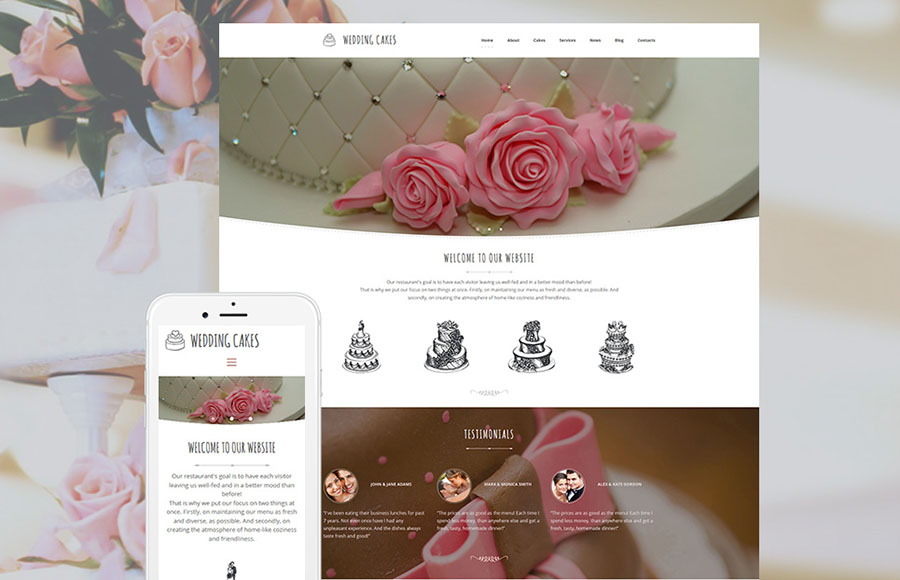 Wedding Cake Responsive Moto CMS 3 Template