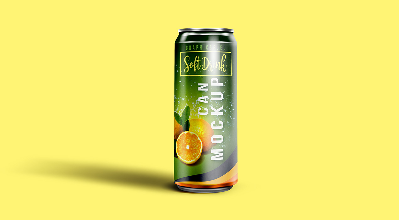 Soft Drink Can Mockup PSD