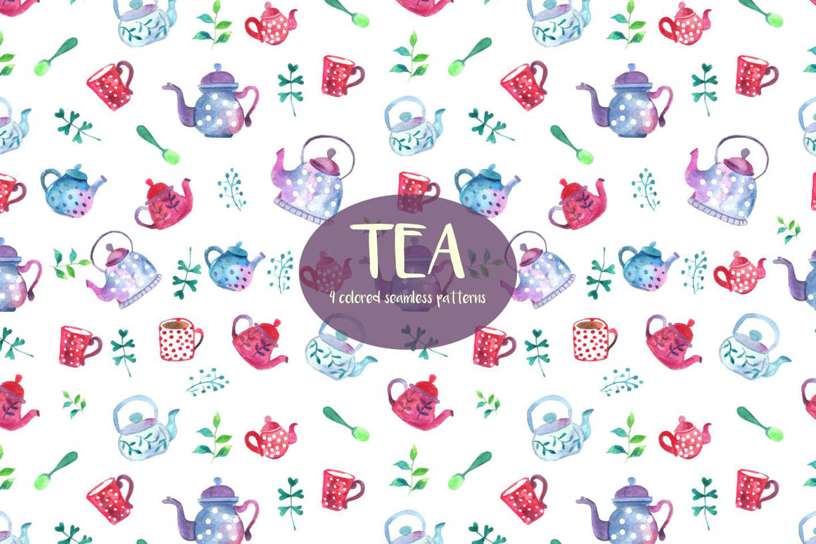 Watercolor tea Pattern