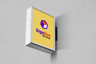 Wall Signboard Mockup PSD