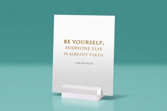 Glass Stand Quote PSD Mockup