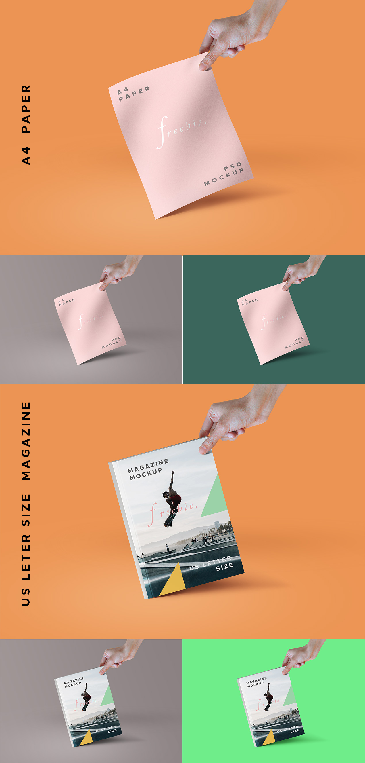 A4 Paper & Magazine PSD Mockukps