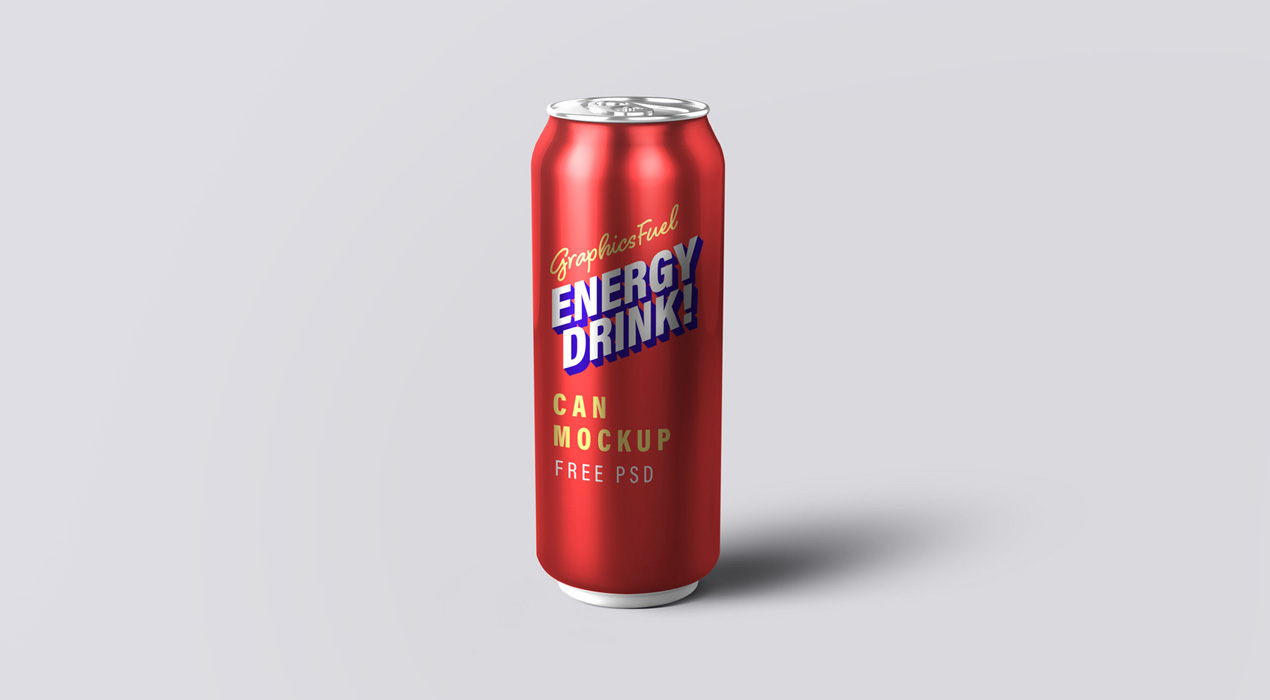 Freebie: Energy Drink Can PSD Mockup