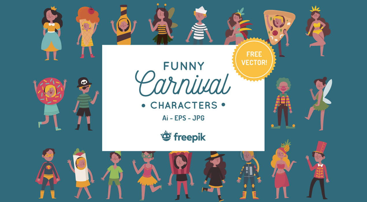 Party and Carnival Funny Vector Characters