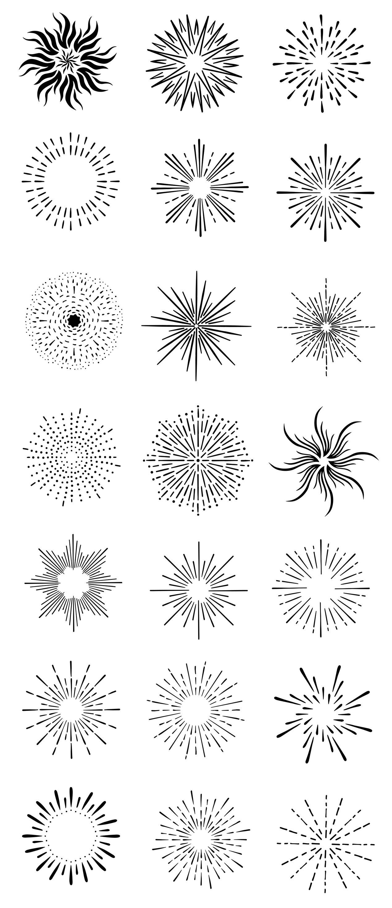 Handdrawn Vector Sunburst Bundle