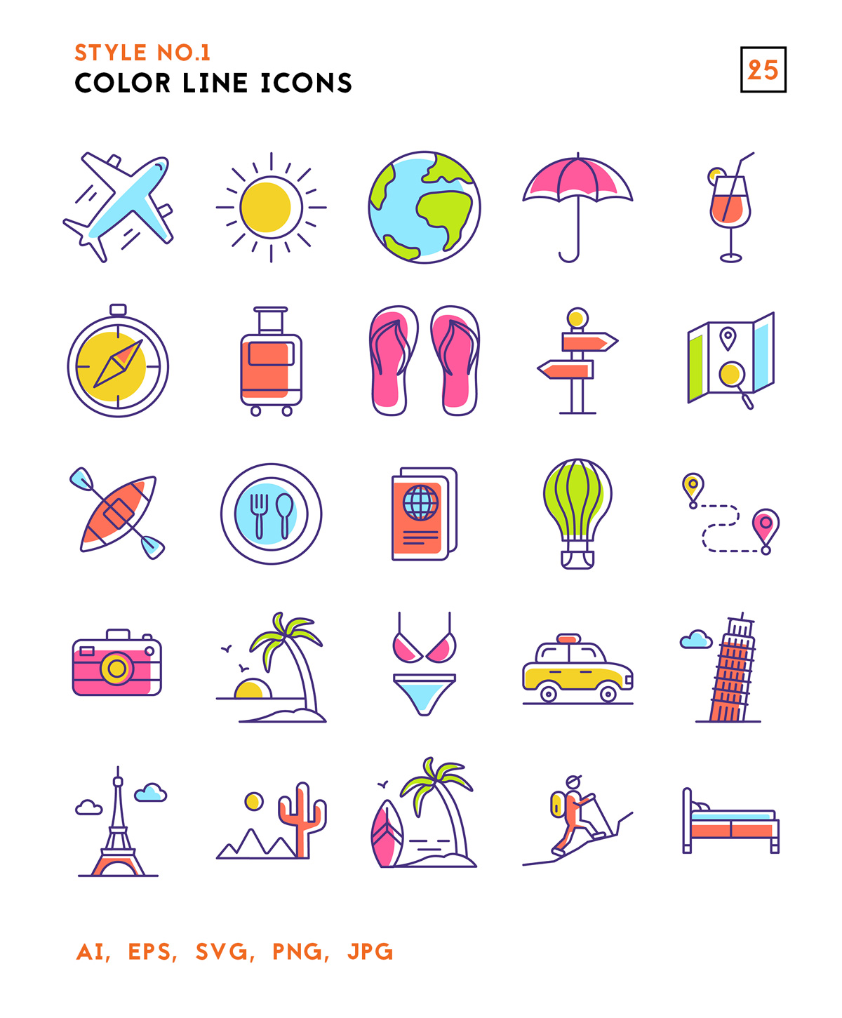 Vector Travel Icons Pack