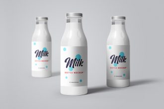 PSD Milk Bottle Mockup Templates