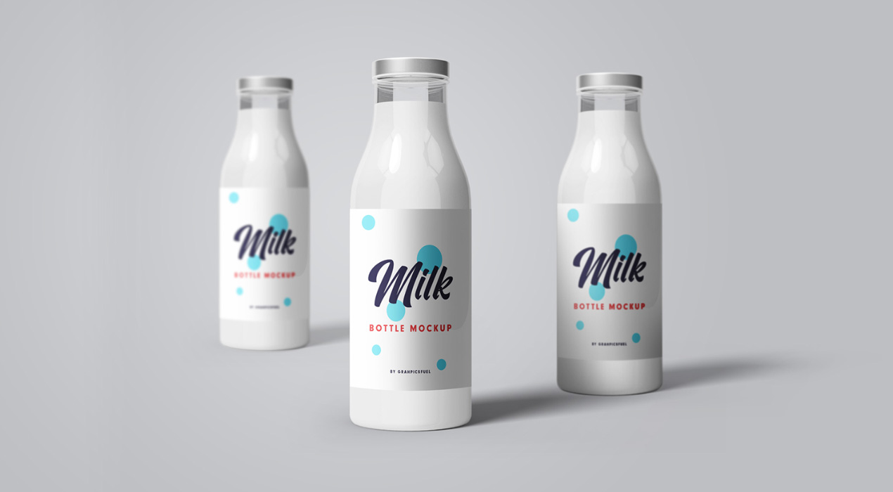 PSD Milk Bottle Mockup Templates