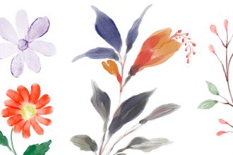 Hand-painted Watercolour Floral Elements