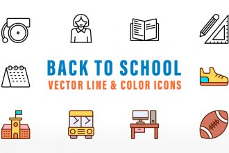 Back To School Vector Line And Color Icons