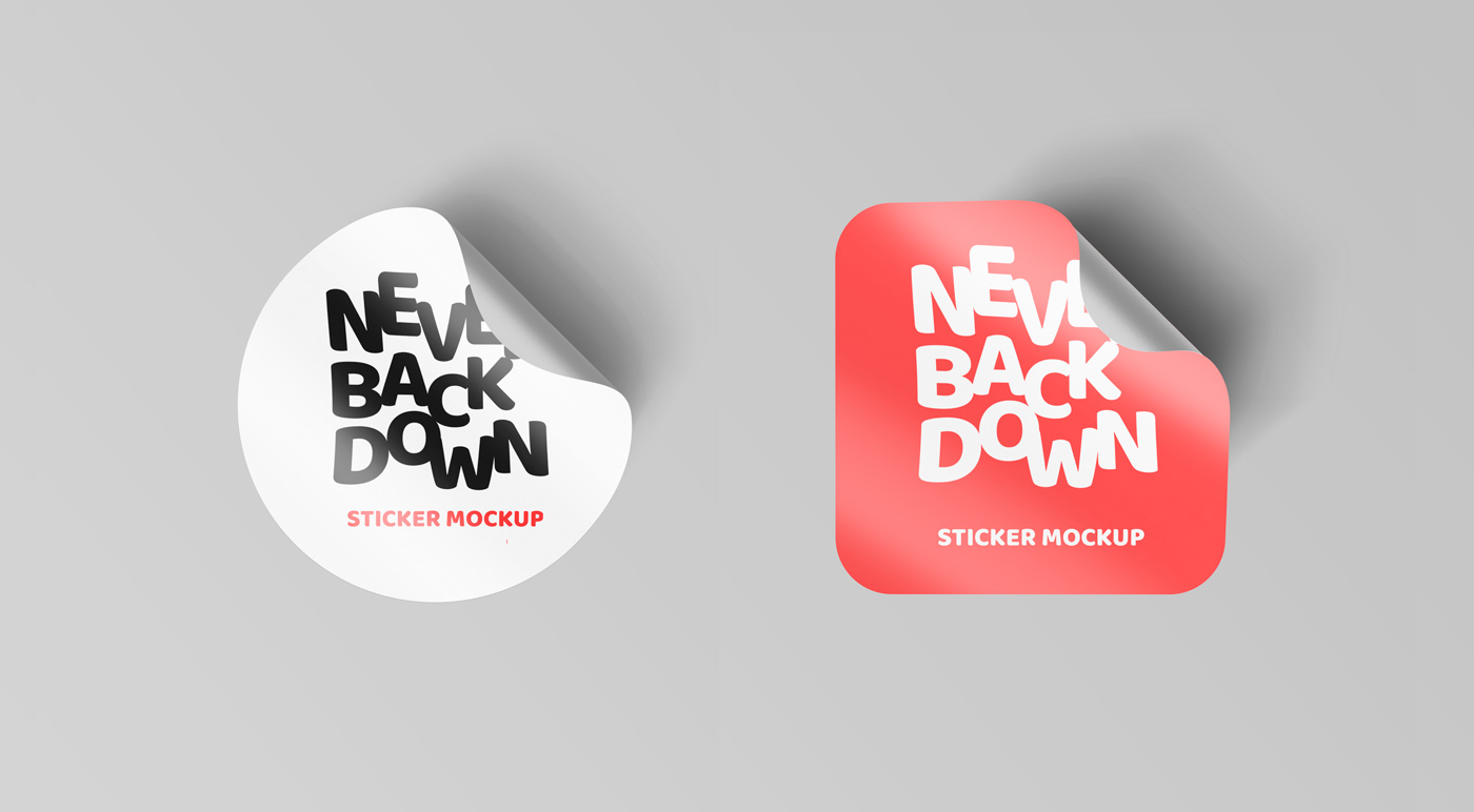 Curl Edged Sticker Mockups