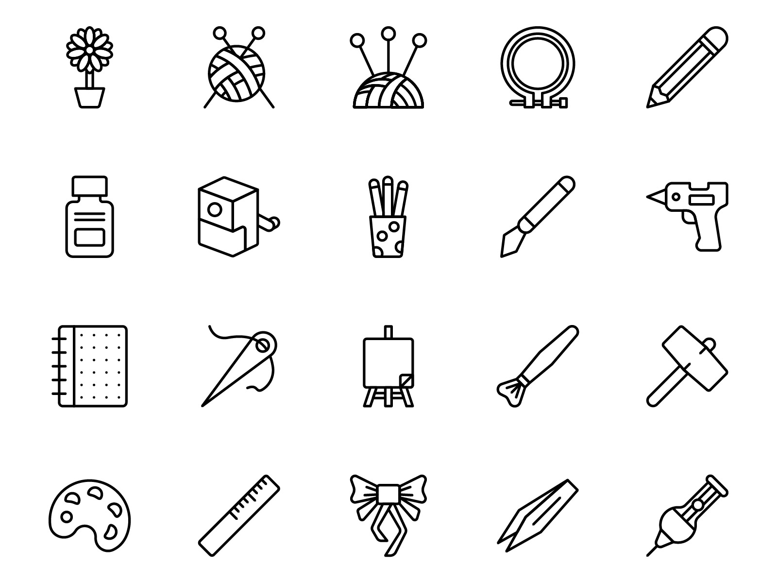 Arts and Crafts Icons Outline